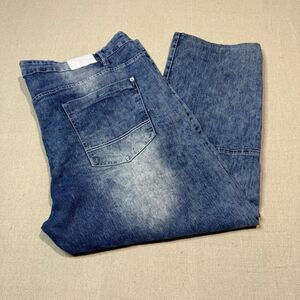 South Pole Jeans Mens 50x28 Faded Blue Y2K Stone Wash Distressed Hip Hop Stretch